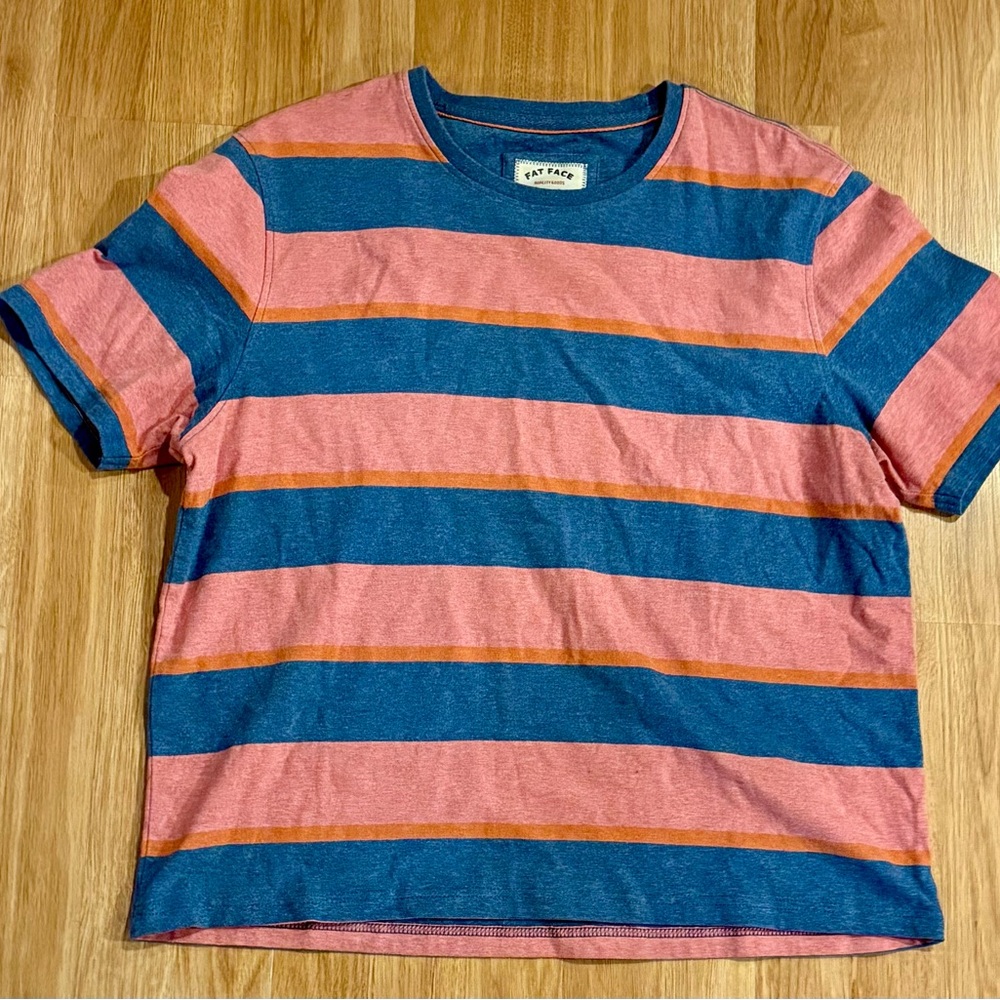 Men’s FatFace Ellbridge Stripe T-Shirt - Orange/Blue - Large - NWOT